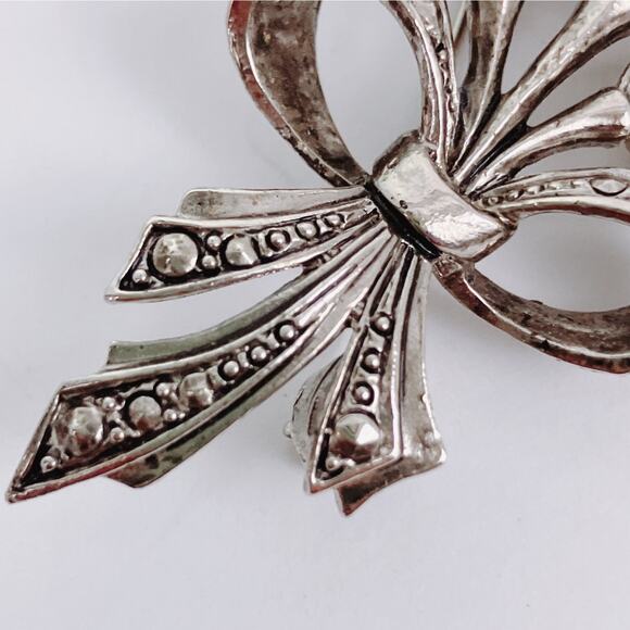 VTG Signed Avon Tulip Brooch Earrings Set Pink Rhinestone Silver Tone Marcasite - Picture 5 of 13